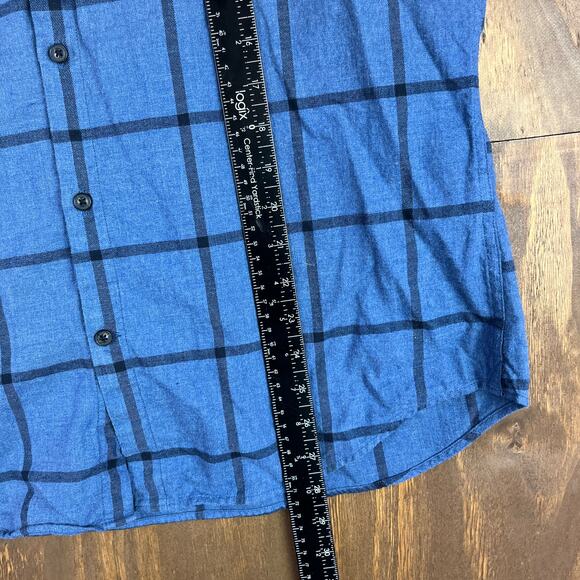 Banana Republic Mens Shirt Blue Windowpane Luxe Flannel Button Down Camden Fit M - Picture 9 of 13